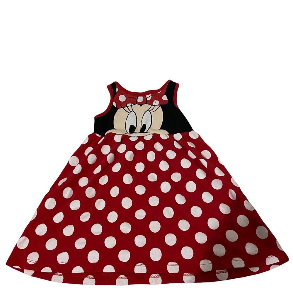 Disney Girls Toddler Minnie Mouse Face Polka Dot Dress 3T.